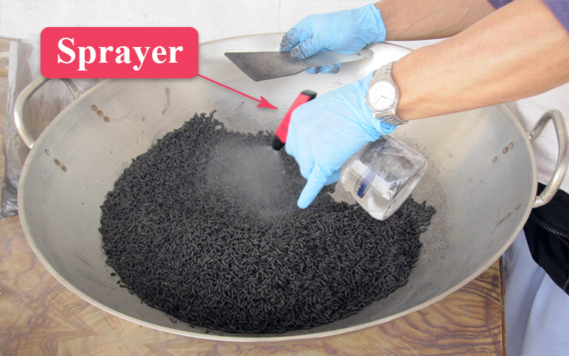 2. Water spray adequately and mixing.